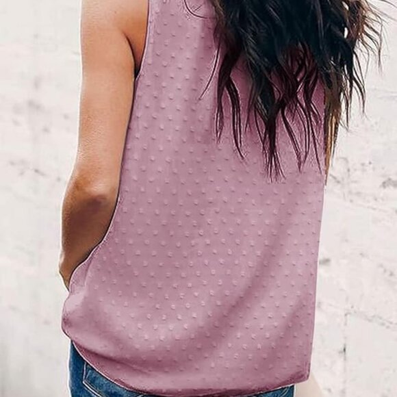 Textured Chiffon Sleeveless Dot Blouse in Dusty Rose - 2XL - Picture 10 of 10